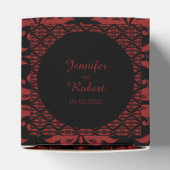 Rood en Zwart Damast Gothic Wedding Favor Box Bedankdoosjes (Bovenkant)