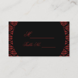 Rood en Zwart Damast Gothic Wedding Place Card Plaatskaartje