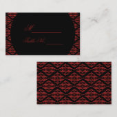 Rood en Zwart Damast Gothic Wedding Place Card Plaatskaartje (Voorkant / Achterkant)