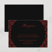 Rood en Zwart Damast Gotische Bruiloft Receptie Kaart (Voorkant / Achterkant)