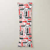 Rood en zwart DANK U Woordwolk Lichaamskussen (Voorkant Verticaal)