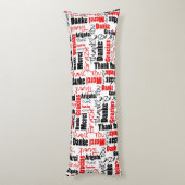 Rood en zwart DANK U Woordwolk Lichaamskussen (Achterkant (Verticaal))