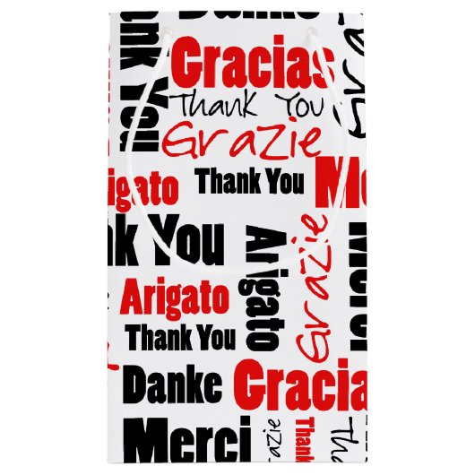 Rood en zwart — dank u Word Cloud Klein Cadeauzakje (Achterkant)