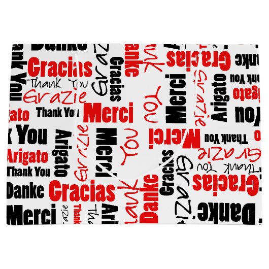 Rood en zwart — dank u Word Cloud Large Cadeautasje (Voorkant)