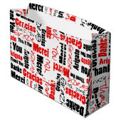 Rood en zwart — dank u Word Cloud Large Cadeautasje (Achterkant Gekanteld)