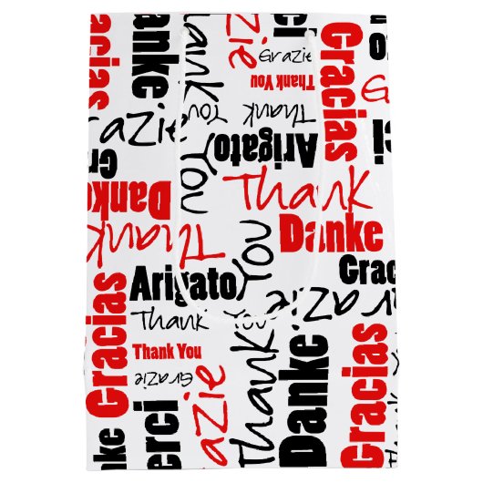 Rood en zwart — dank u Word Cloud Medium Cadeauzakje (Achterkant)