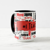 Rood en Zwart Dank u Word Cloud Sjabloon Mok (Voorkant links)