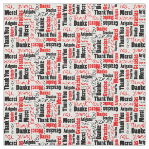 Rood en zwart — dank u Word Cloud Stof