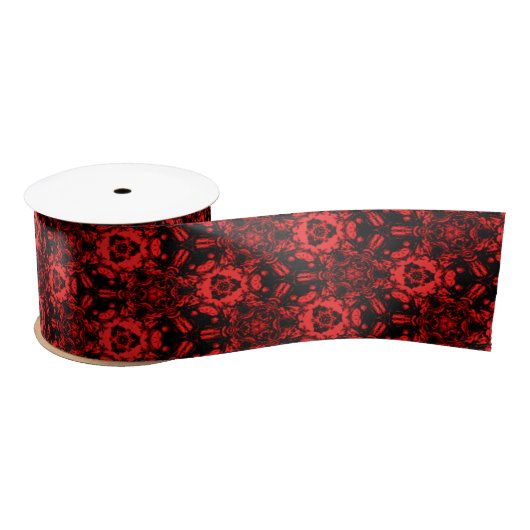 Rood en zwart Deep Bloom 3 inch Satijnen Lint (Spoel)