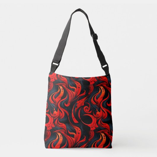 Rood en Zwart Design Bag Crossbody Tas (Voorkant)