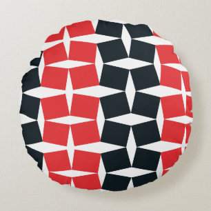 Rood en zwart, diagonaal, rond kussen