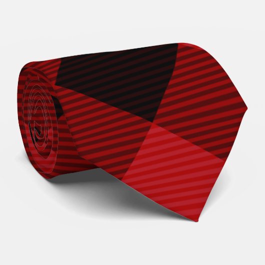 Rood en zwart diamant stropdas (Opgerold)