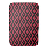 Rood- en zwart diamantpatroon badmat (Voorkant Verticaal)