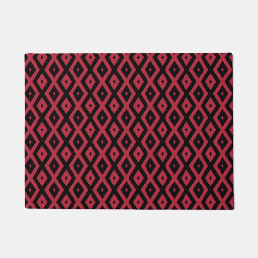Rood- en zwart diamantpatroon deurmat (Voorkant)