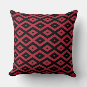 Rood- en zwart diamantpatroon kussen