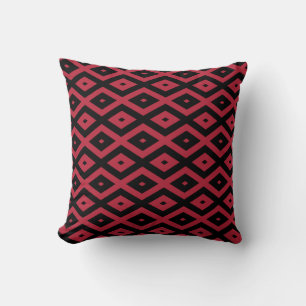 Rood- en zwart diamantpatroon kussen