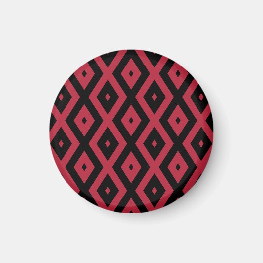 Rood- en zwart diamantpatroon magneet (Voorkant)