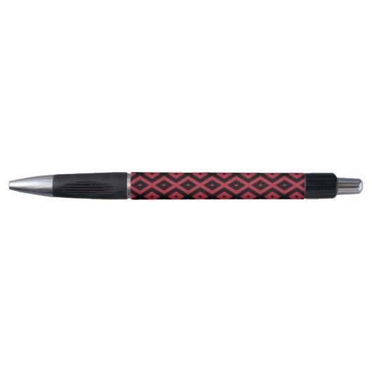 Rood- en zwart diamantpatroon pen (Voorkant)