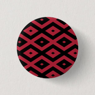 Rood- en zwart diamantpatroon ronde button 3,2 cm