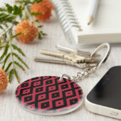 Rood- en zwart diamantpatroon sleutelhanger (Voorkant Rechts)