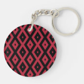Rood- en zwart diamantpatroon sleutelhanger (Achterkant)