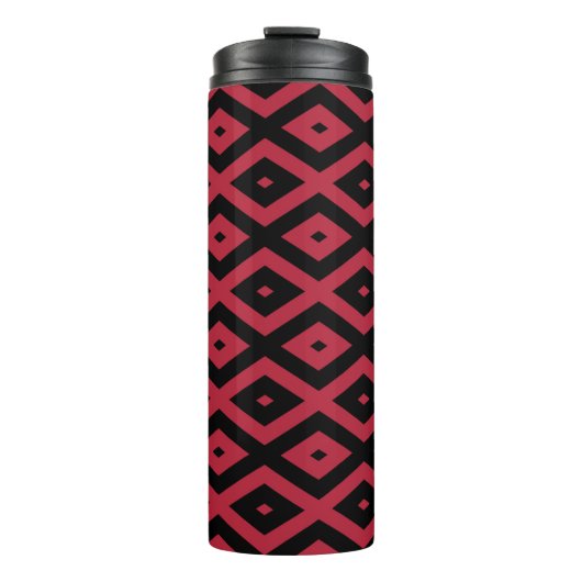 Rood- en zwart diamantpatroon thermosbeker (Voorkant)