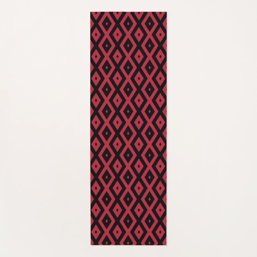 Rood- en zwart diamantpatroon yogamat (Voorkant)