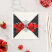 Rood en Zwart Diamond Bow Party Servetten (Insitu)