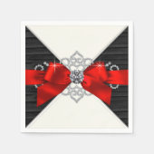 Rood en Zwart Diamond Bow Party Servetten (Voorkant)