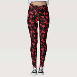 Rood en zwart, donkerder, esthetisch schedel Patro Leggings