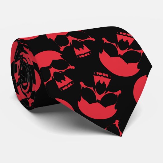 Rood en zwart, donkerder, esthetisch schedel Patro Stropdas (Opgerold)