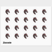Rood en zwart Dragon Head Portret Ronde Sticker (Vel)