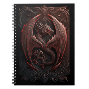 Rood en zwart Dragon Spiral Photo Notitieboek