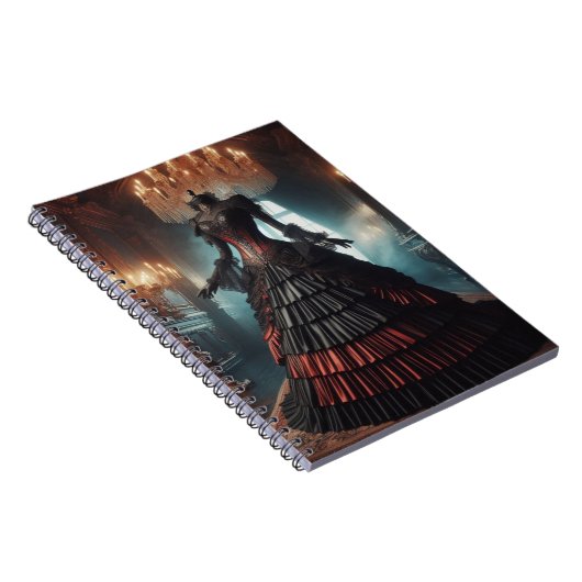 Rood en Zwart Dress Steampunk  Victoriaans Notitieboek (Rechterzijde)