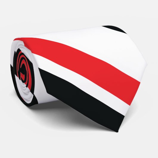 Rood en zwart, dubbelstreept stropdas (Opgerold)