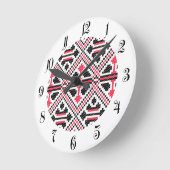 Rood en Zwart dwars-steek Retro Patroon Ronde Klok (Hoek)