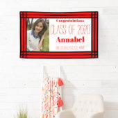 Rood en zwart één foto Geometrisch Afstudeerder Spandoek (Insitu)