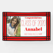 Rood en zwart één foto Geometrisch Afstudeerder Spandoek (Horizontaal)