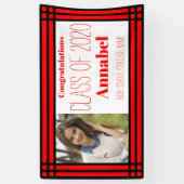 Rood en zwart één foto Geometrisch Afstudeerder Spandoek (Verticaal)