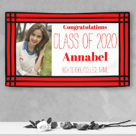 Rood en zwart één foto Geometrisch Afstudeerder Spandoek