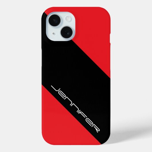 Rood en zwart, één streep, naam, minimalistisch Case-Mate iPhone case (Achterkant)