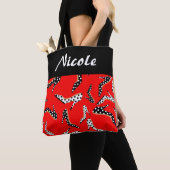 Rood en Zwart Elegant Hoge Hakken Tote Bag (Dichtbij)