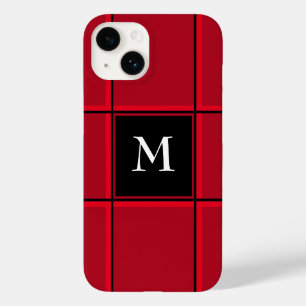 Rood en Zwart Enkel Initiaal Kerstfeest Case-Mate iPhone 14 Hoesje