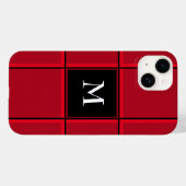 Rood en Zwart Enkel Initiaal Kerstfeest Case-Mate iPhone Case (Achterkant (horizontaal))