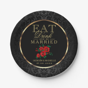 Rood en zwart - Eten, Drinken en trouwen Papieren Bordje