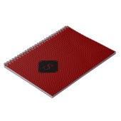 Rood en zwart fijne verticale strepen monogram notitieboek (Linkerzijde)