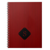Rood en zwart fijne verticale strepen monogram notitieboek (Voorkant)