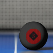 Rood en zwart fijne verticale strepen monogram pingpongbal (Net)