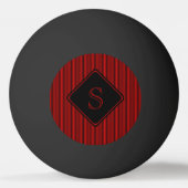 Rood en zwart fijne verticale strepen monogram pingpongbal (Voorkant)