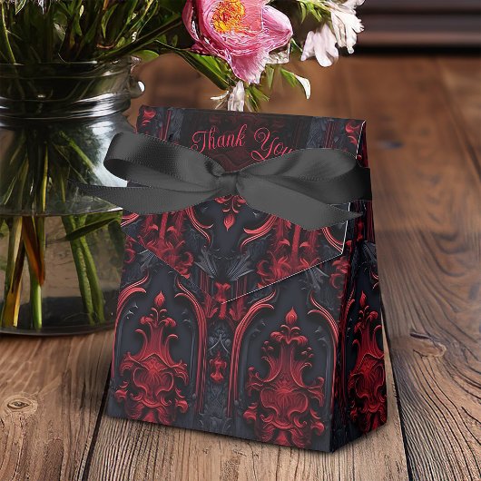  rood en zwart filigraan gotische bruiloft bedankdoosjes